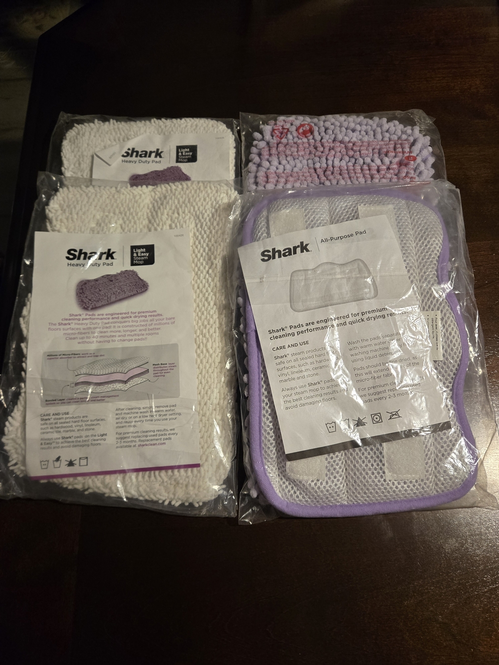 Shark Steam Pocket Mop Accessories 2 All-purpose 2 Heavy Duty Cleaning Pads NEW